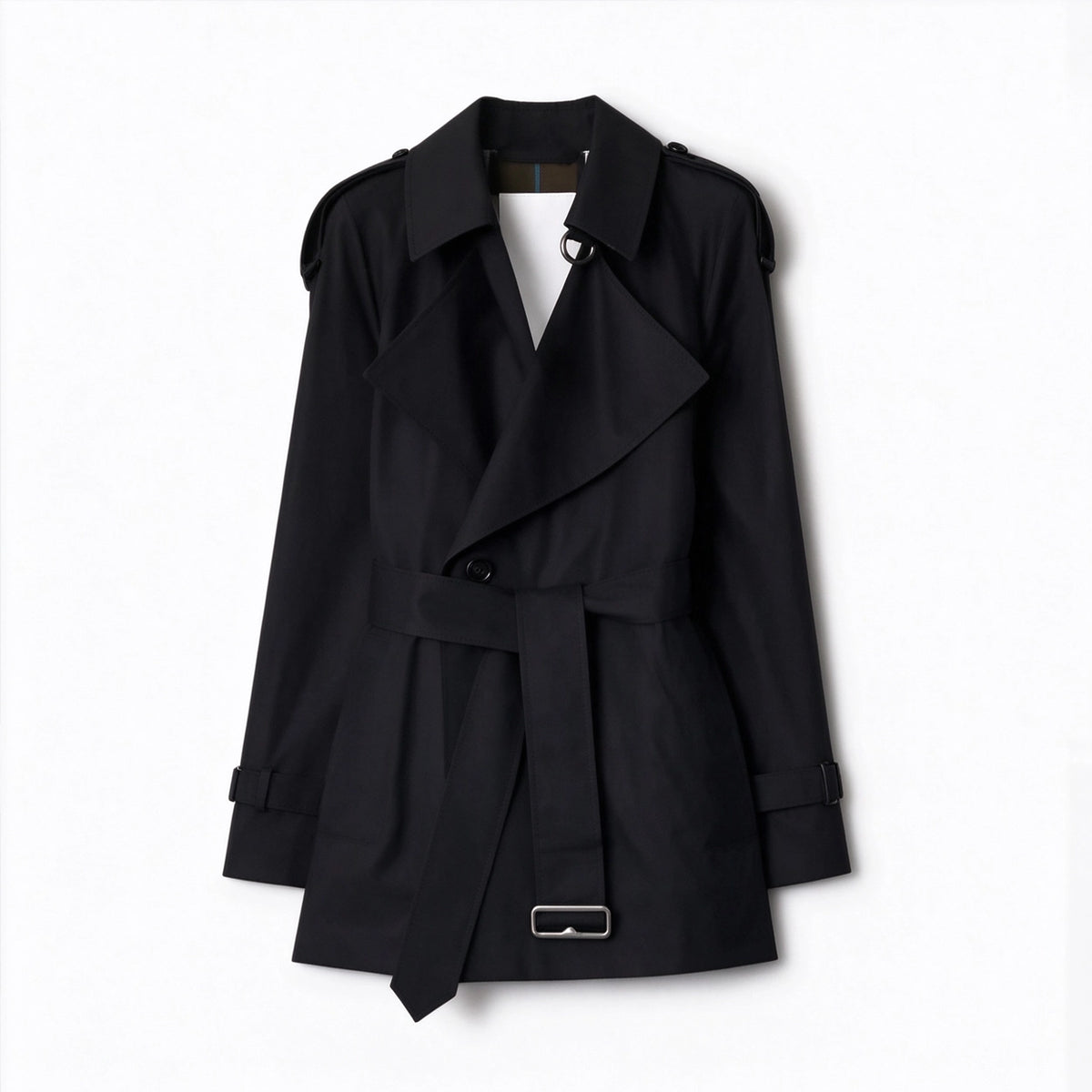 Women's Mid-Length Gabardine Trench Coat - Khaki, Black