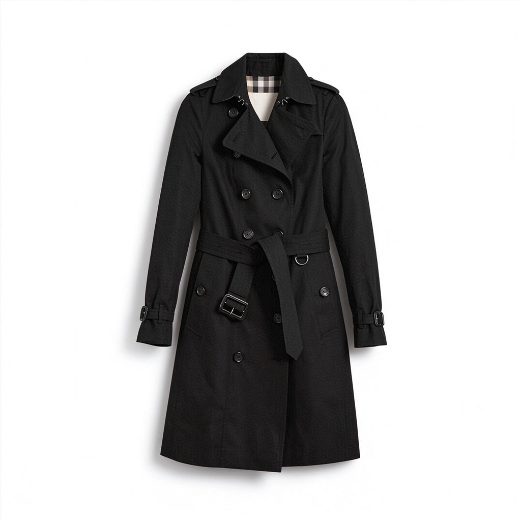 Women's Classic Long Trench Coat - Black