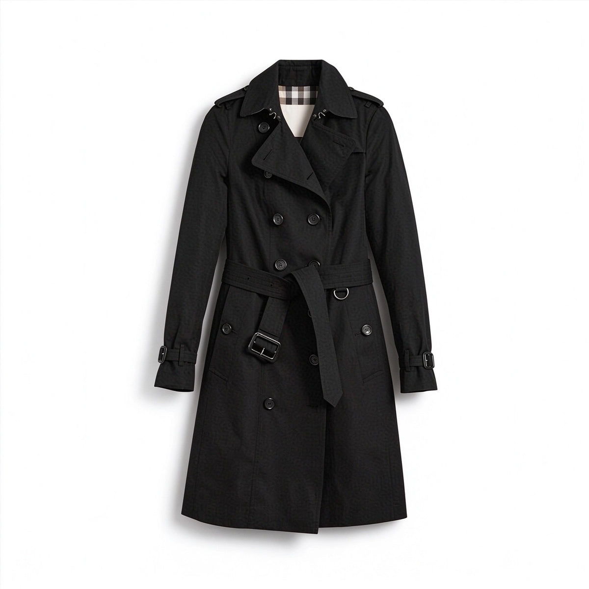 Women's Classic Long Trench Coat - Black