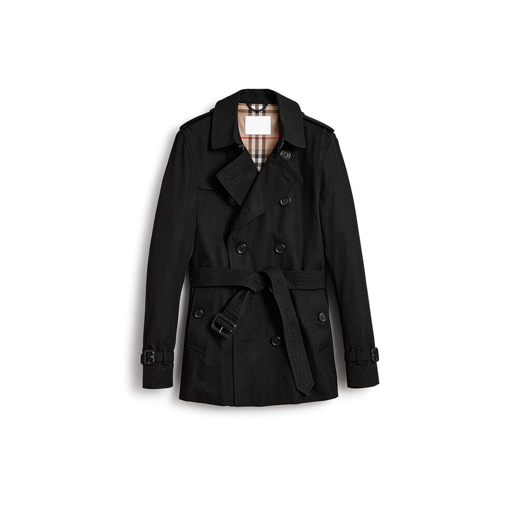 Men's Classic Short Trench Coat - Black