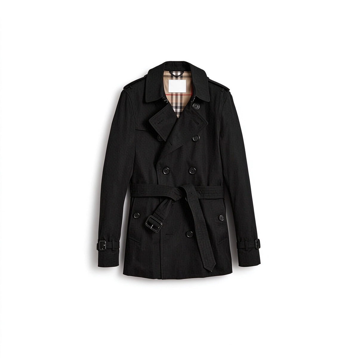 Men's Classic Short Trench Coat - Black