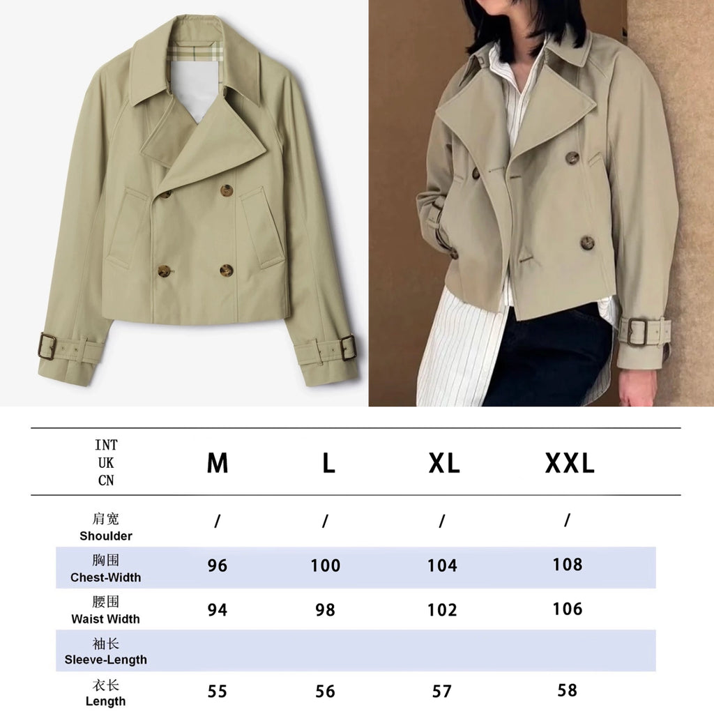 Women's Short Cotton-Blend Earth-Tone Windproof Trench Coat
