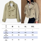 Women's Short Cotton-Blend Earth-Tone Windproof Trench Coat