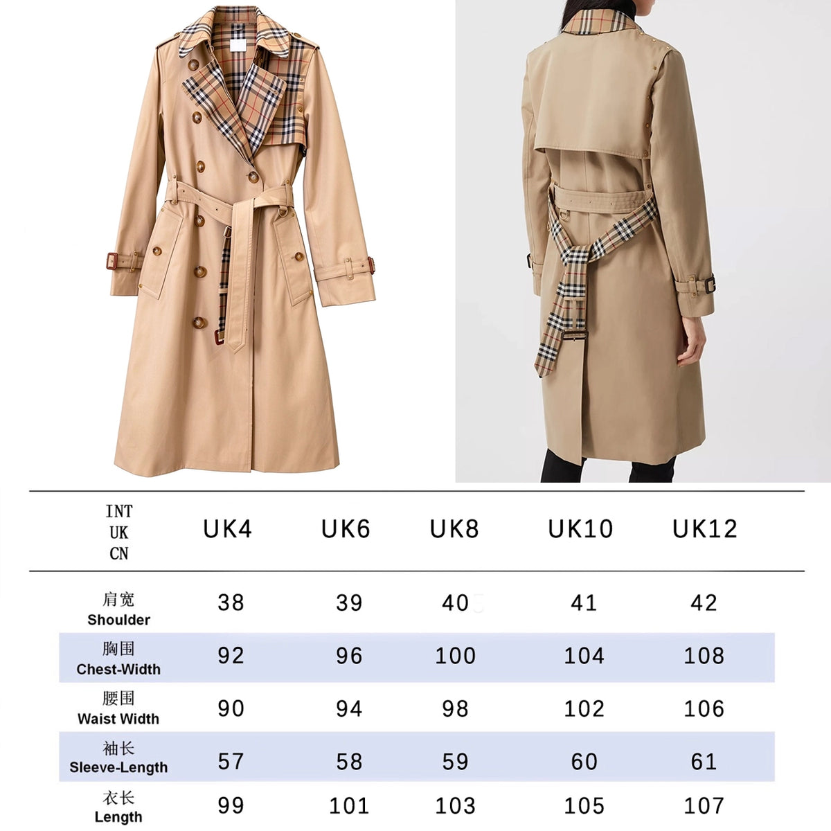 Women's Vintage Cut Long Twill Cotton Classic Trench Coat