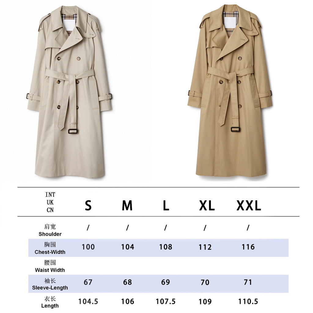 Women's Classic Long Gabardine Trench Coat