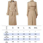 Women's Lined Printed Double-Breasted Belted Trench Coat - Khaki