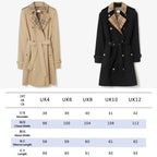 Women's Trench Coat with Checkered Lining Detail, Cotton - Available in Two Colors