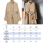 Women's Loose Cape-Style Lightweight Trench Coat, Shawl Casual Jacket - Khaki