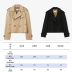 Women's Stand Collar Cotton Twill Short Trench Coat - Available in Two Colors