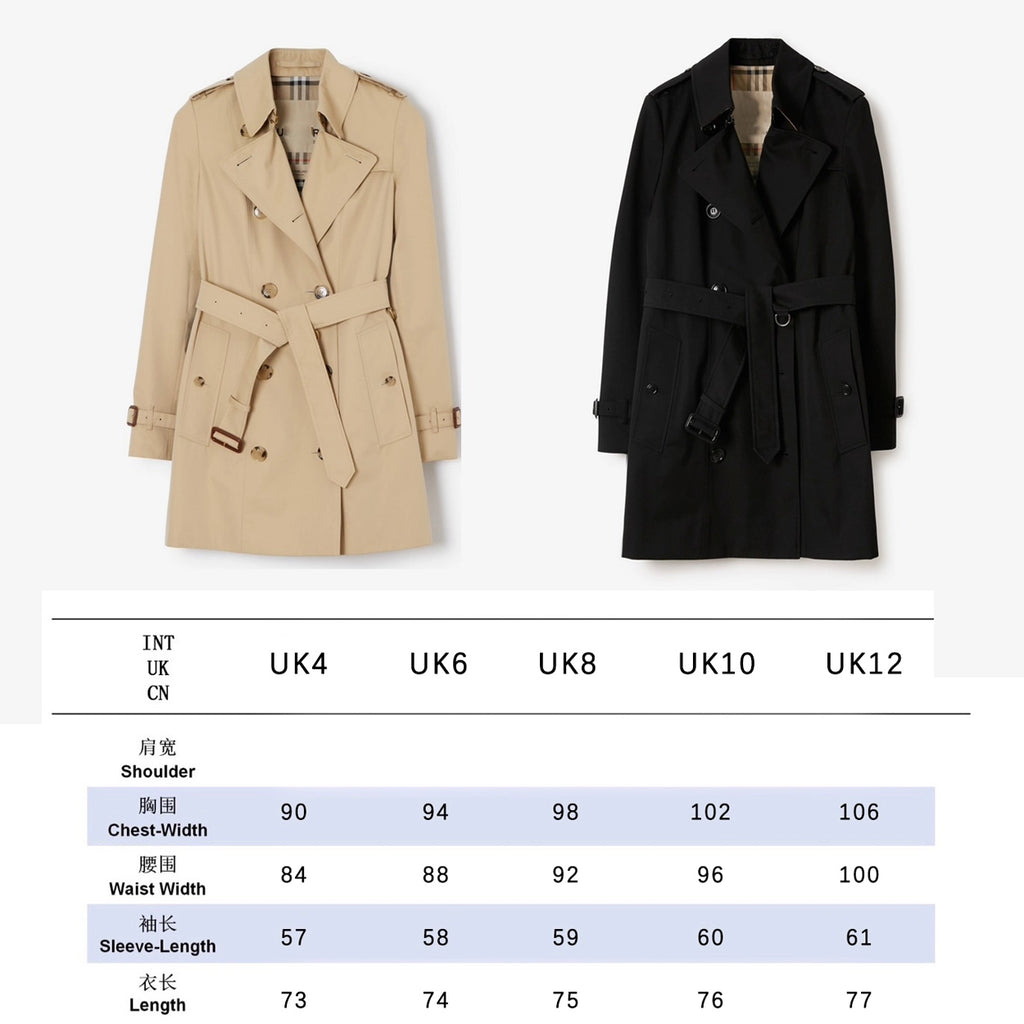 Women's short gabardine double-breasted windproof trench coat