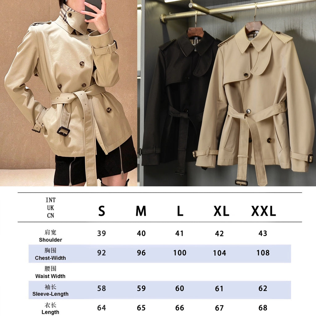 Short Slim-Fit Cotton-Blend Windproof Trench Coat