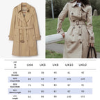 Women's mid-length gabardine double-breasted windproof trench coat