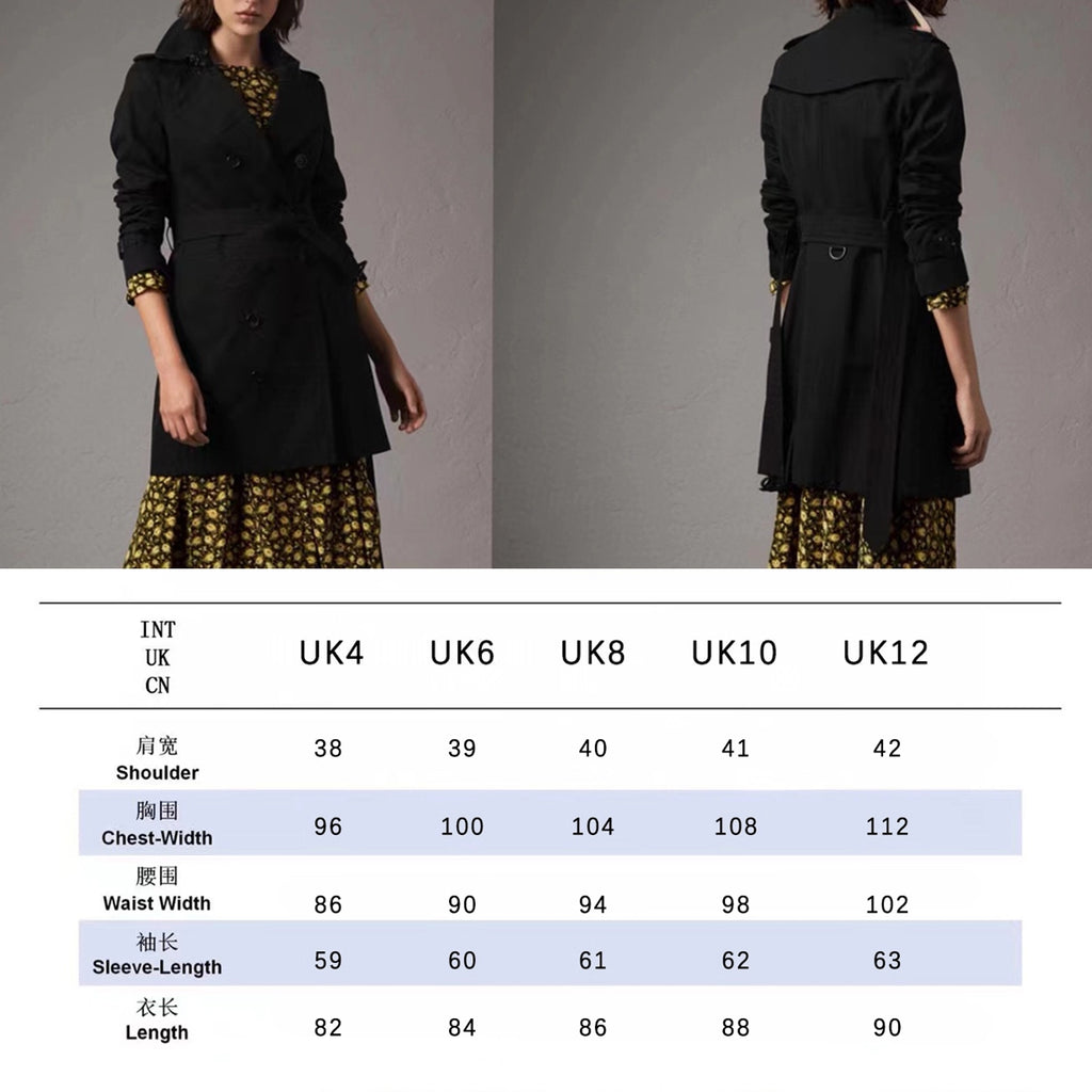 Women's Classic Mid-Length Trench Coat - Black