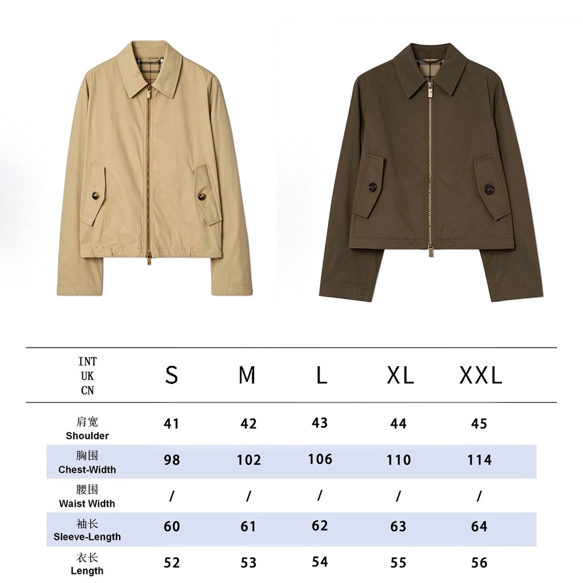 Unisex Gabardine Trench Coat with Belt, Simple Windbreaker Jacket - Army Green, Sand