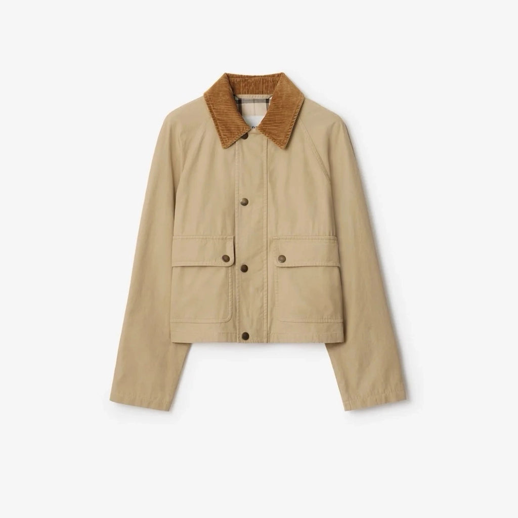 Women's Short Lightweight Trench Coat, Vintage Suede Lapel Jacket - Khaki, Army Green