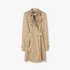 Women's Trench Coat with Checkered Lining Detail, Cotton - Available in Two Colors