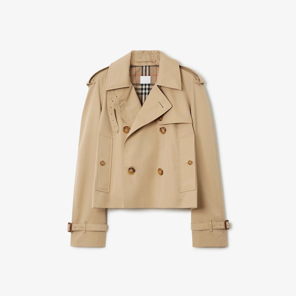 Women's Stand Collar Cotton Twill Short Trench Coat - Available in Two Colors