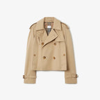 Women's Stand Collar Cotton Twill Short Trench Coat - Available in Two Colors