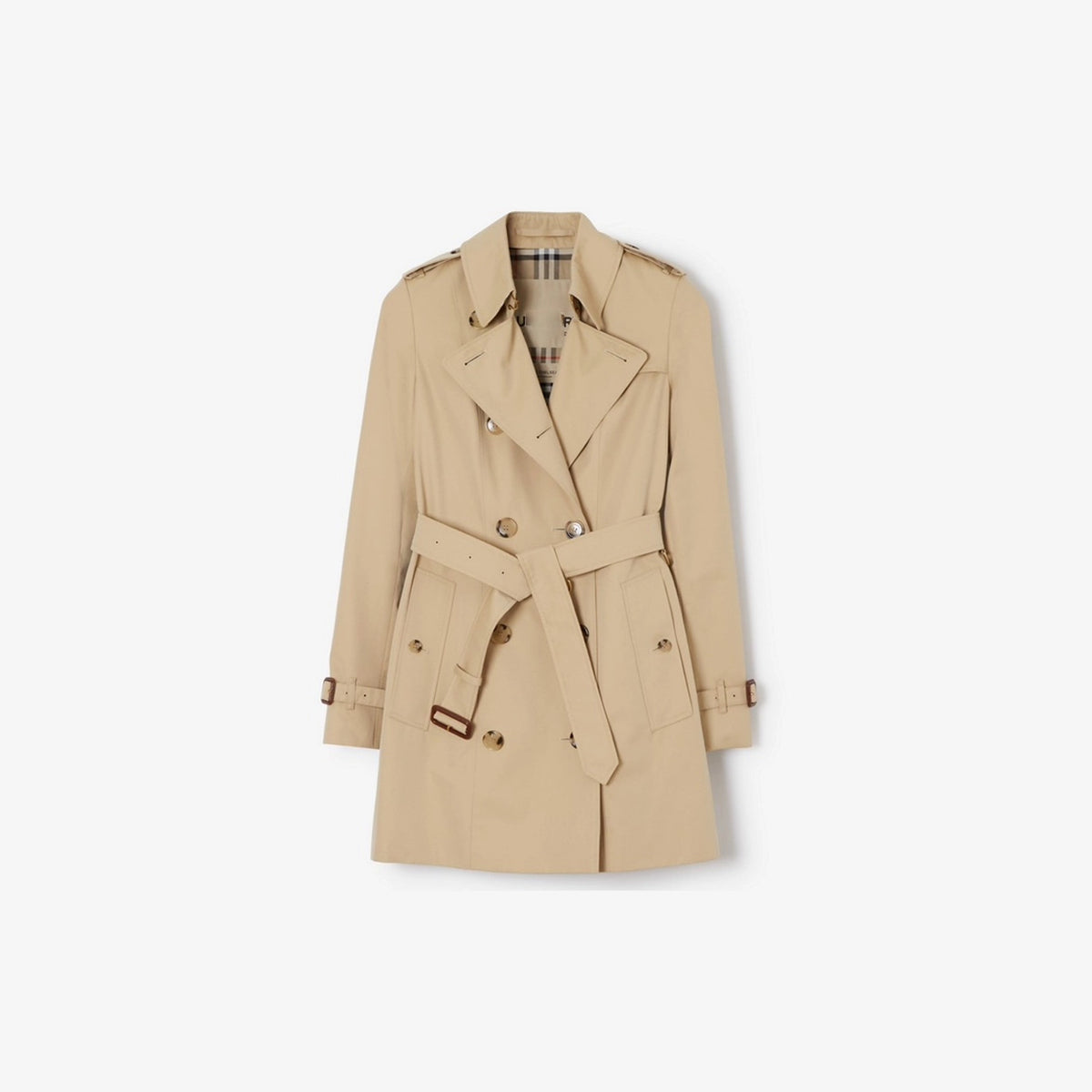 Women's short gabardine double-breasted windproof trench coat