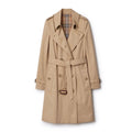 Women's mid-length gabardine double-breasted windproof trench coat