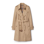 Women's mid-length gabardine double-breasted windproof trench coat