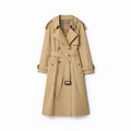 Women's Long Gabardine Lightweight Windproof Coat - Khaki, Black