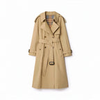 Women's Long Gabardine Lightweight Windproof Coat - Khaki, Black