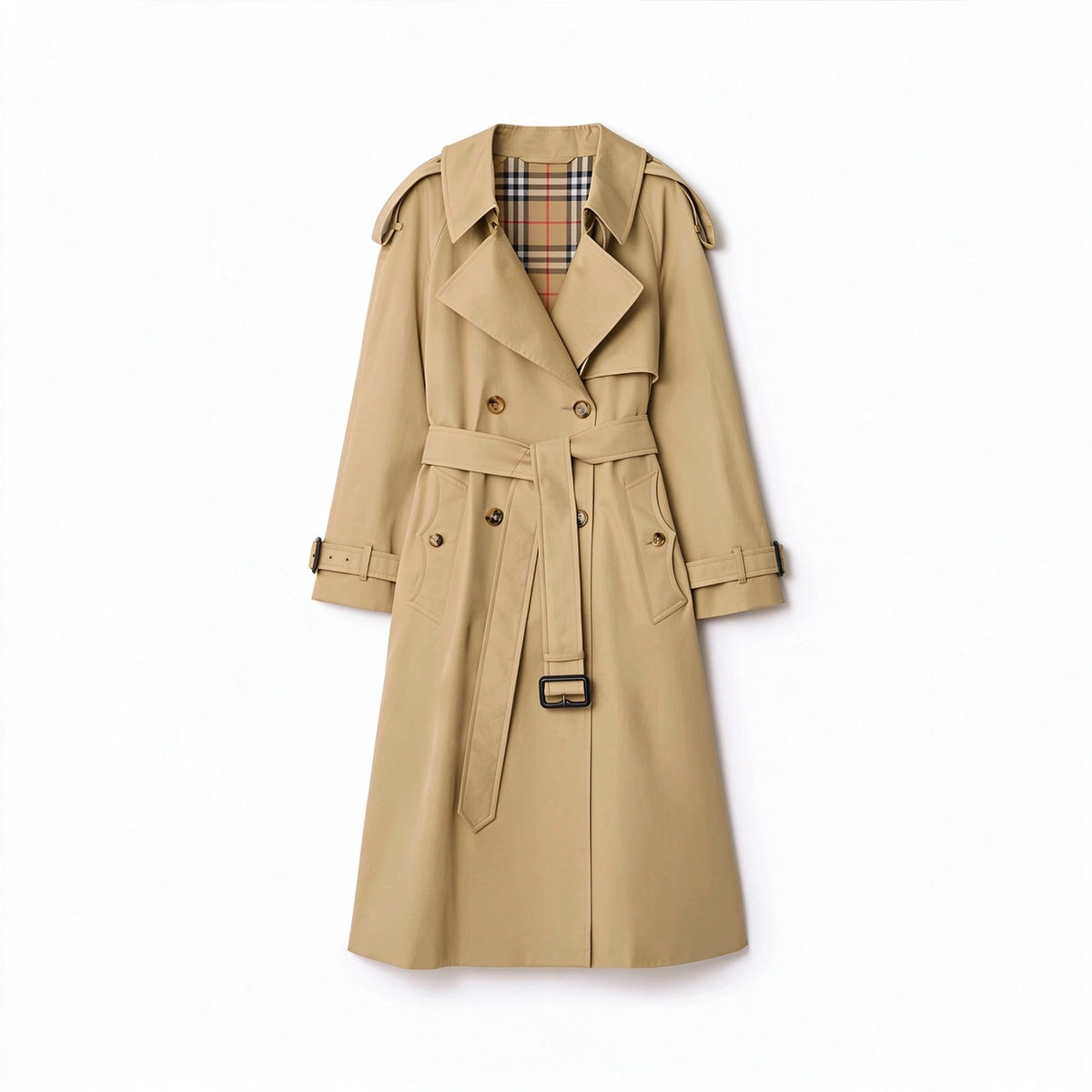 Women's Long Gabardine Lightweight Windproof Coat - Khaki, Black