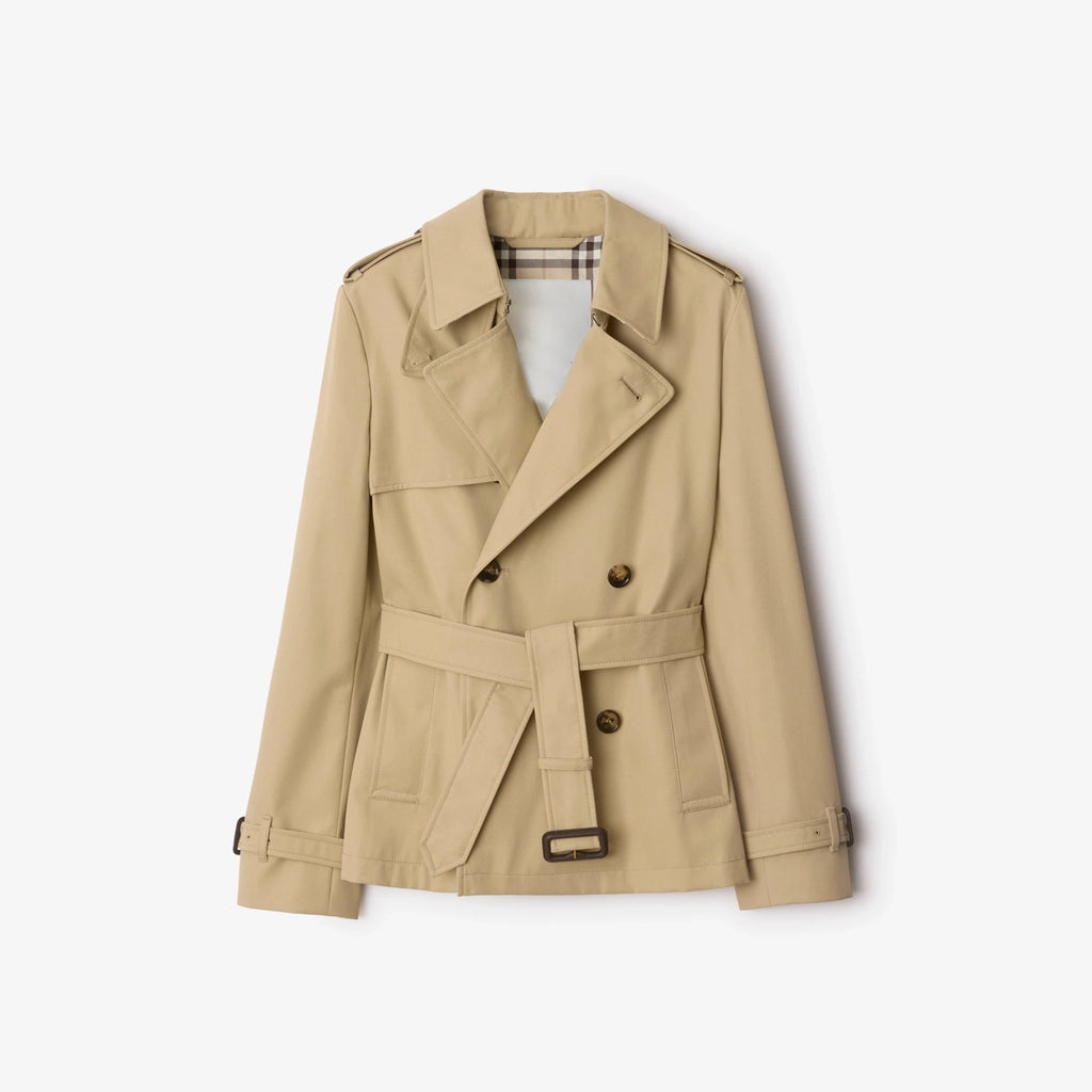 Short Slim-Fit Cotton-Blend Windproof Trench Coat