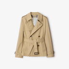 Short Slim-Fit Cotton-Blend Windproof Trench Coat