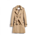 Men's Classic British-Style Long Trench Coat - Khaki