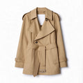 Women's Mid-Length Gabardine Trench Coat - Khaki, Black