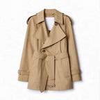 Women's Mid-Length Gabardine Trench Coat - Khaki, Black