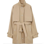 Women's Loose Cape-Style Lightweight Trench Coat, Shawl Casual Jacket - Khaki