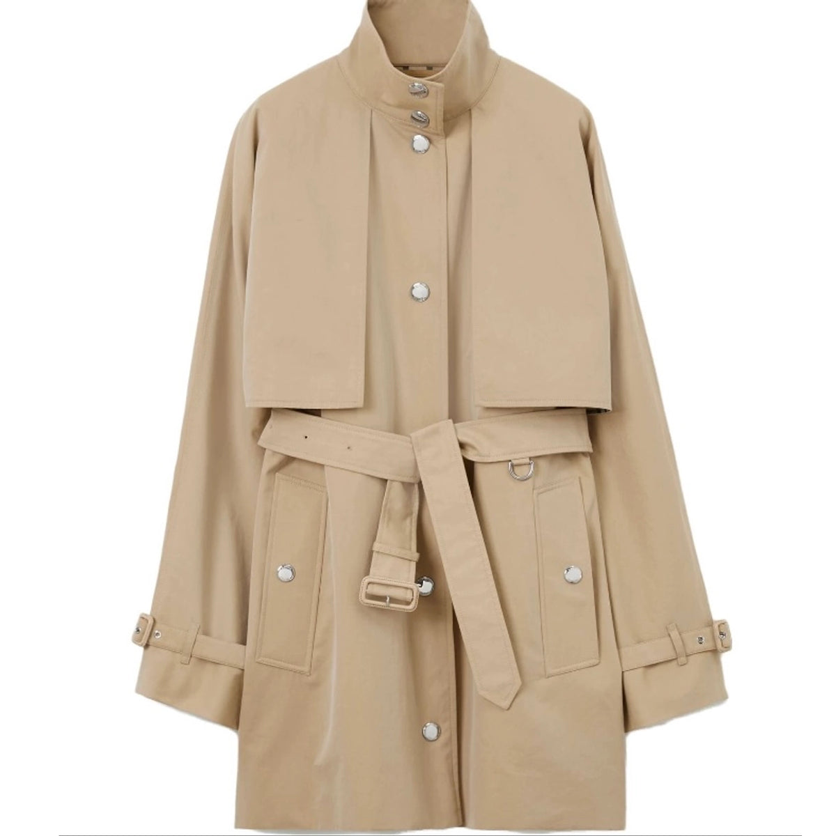 Women's Loose Cape-Style Lightweight Trench Coat, Shawl Casual Jacket - Khaki