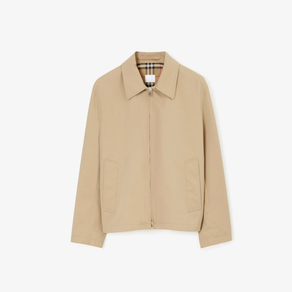 Loose Lapel Gabardine Jacket, Simple Cotton Windbreaker - Khaki, Black
