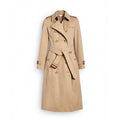 Women's Long Gabardine Double-Breasted Windproof Trench Coat