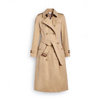 Women's Long Gabardine Double-Breasted Windproof Trench Coat