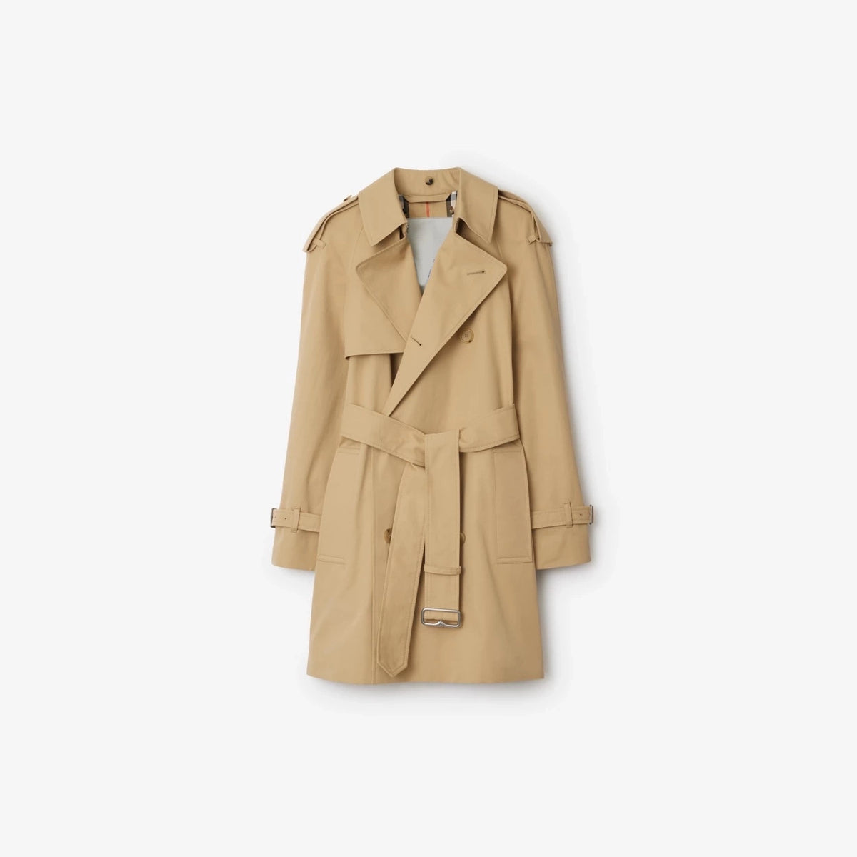 Short Detachable Collar Gabardine Trench Coat - Available in Two Colors