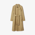 Women's Long Cotton Twill Lightweight Coat - Khaki