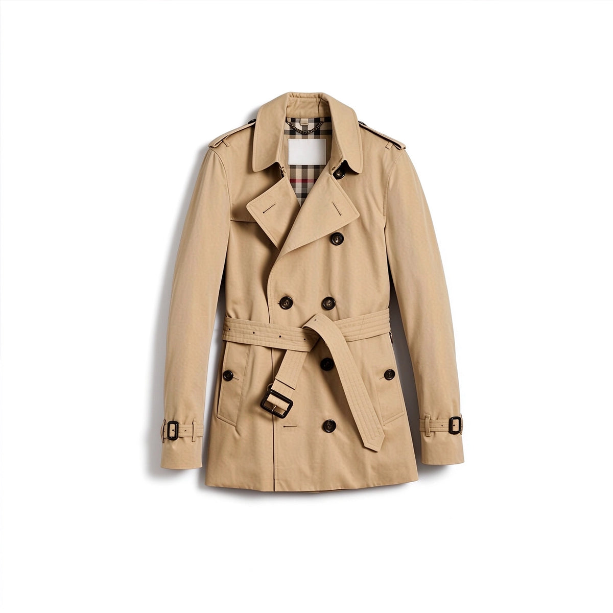 Men's Classic Short Trench Coat - Khaki