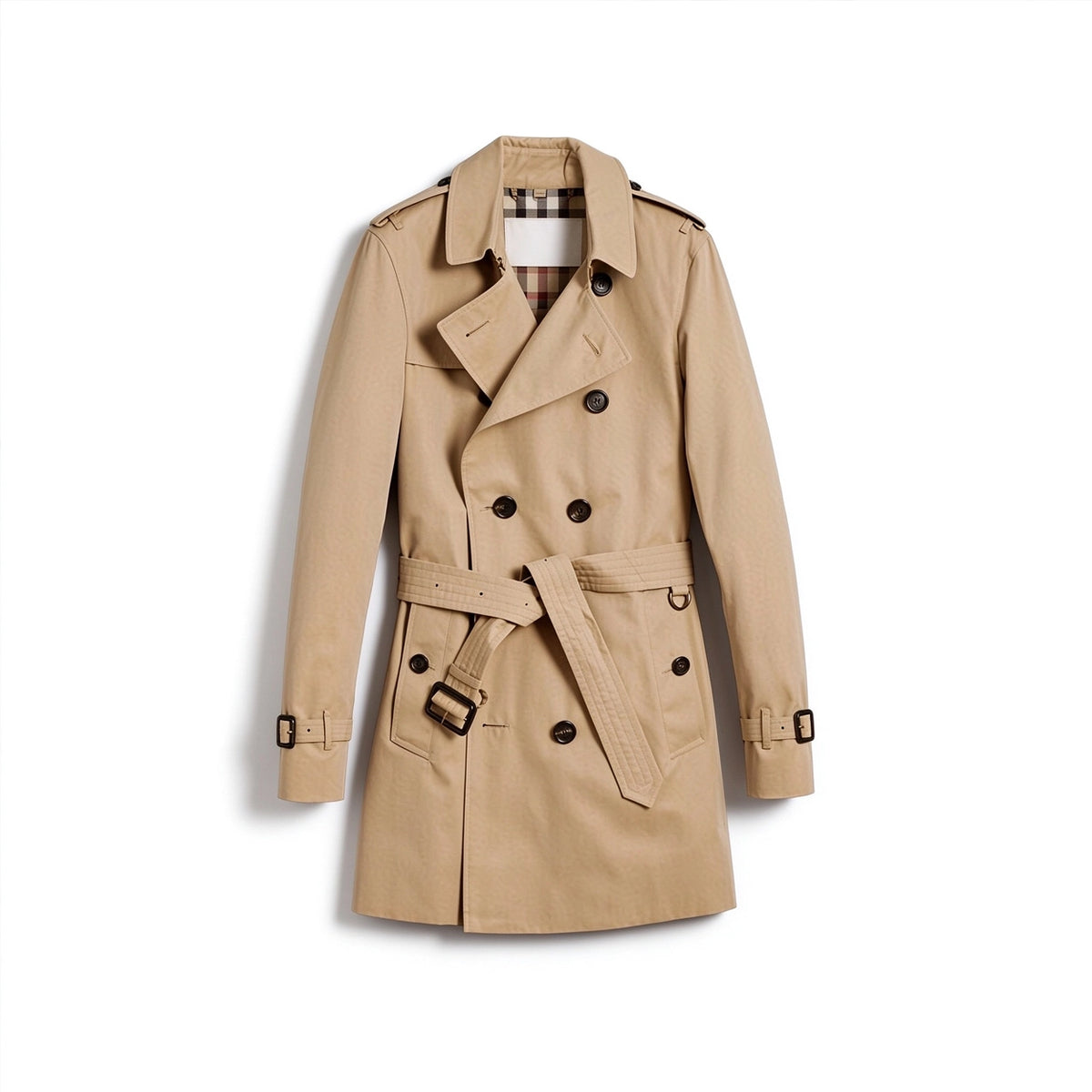 Men's Classic Mid-Length Trench Coat - Khaki
