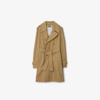 Women's Metal Button Cotton Blend Mid-Length Trench Coat - Khaki
