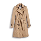 Women's Classic Long Trench Coat - Khaki