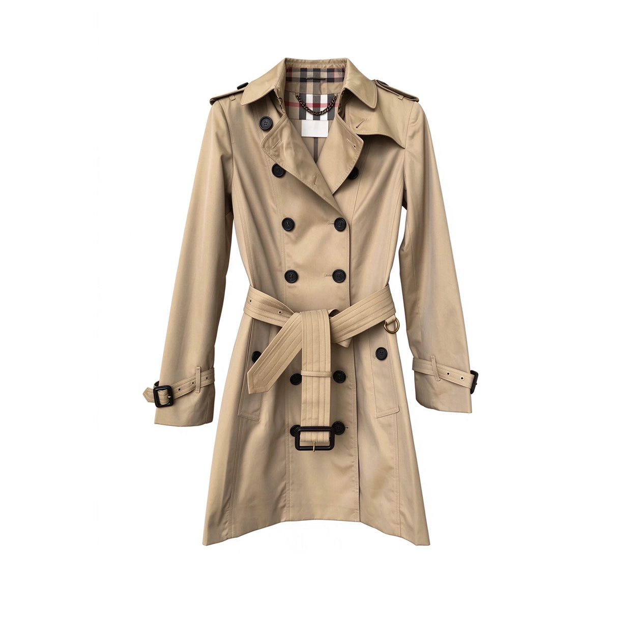 Women's Classic Mid-Length Trench Coat - Khaki