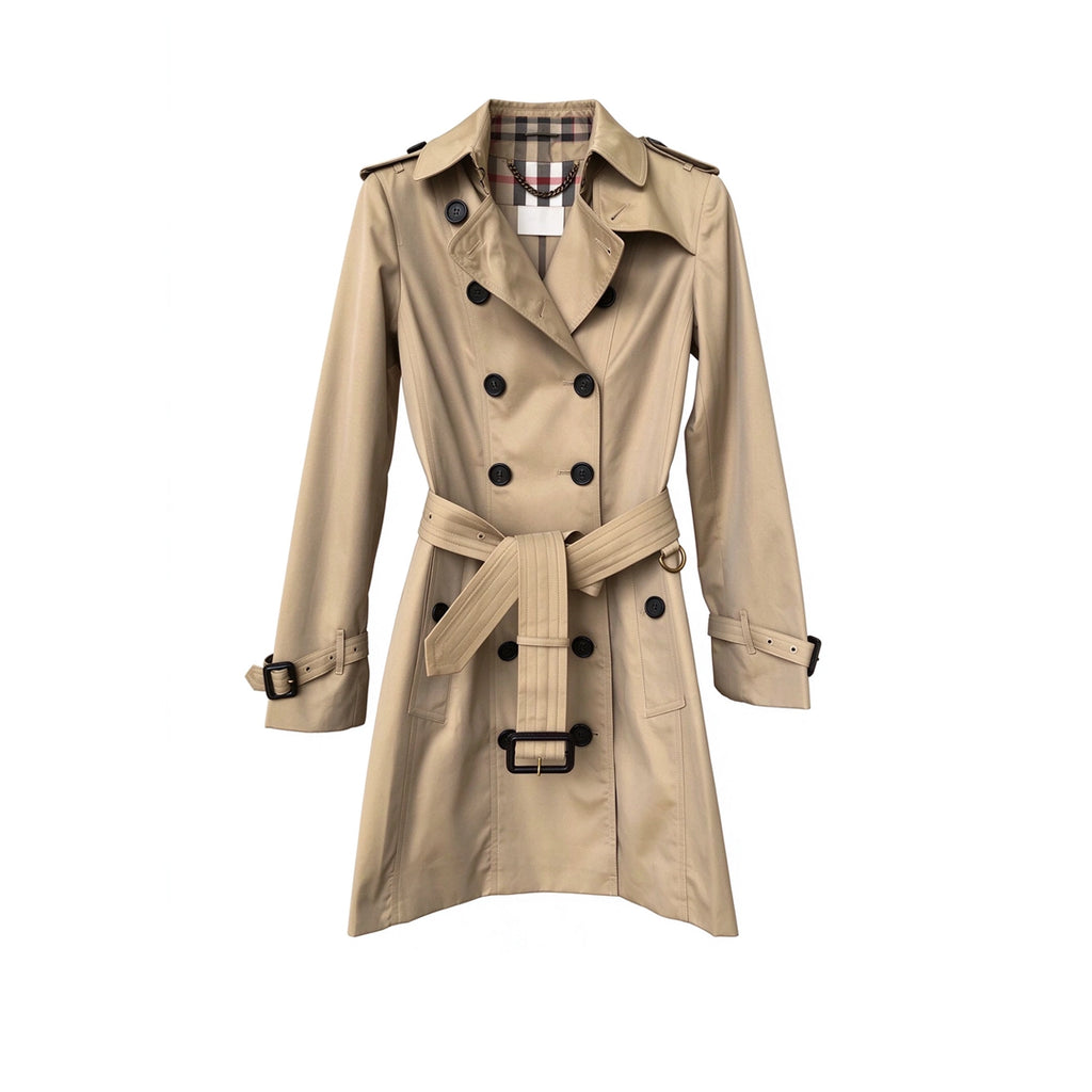 Women's Classic Mid-Length Trench Coat - Khaki